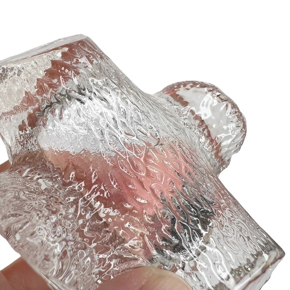 Lot of 2 Vintage Clear Glass Open Salt Cellars Wood Log & Rectangle Tub - Picture 5 of 15